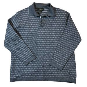 Ermenegildo Zegna Lana Wool Blend Sweater Polo Size XL Gray Has Hole Italy Made